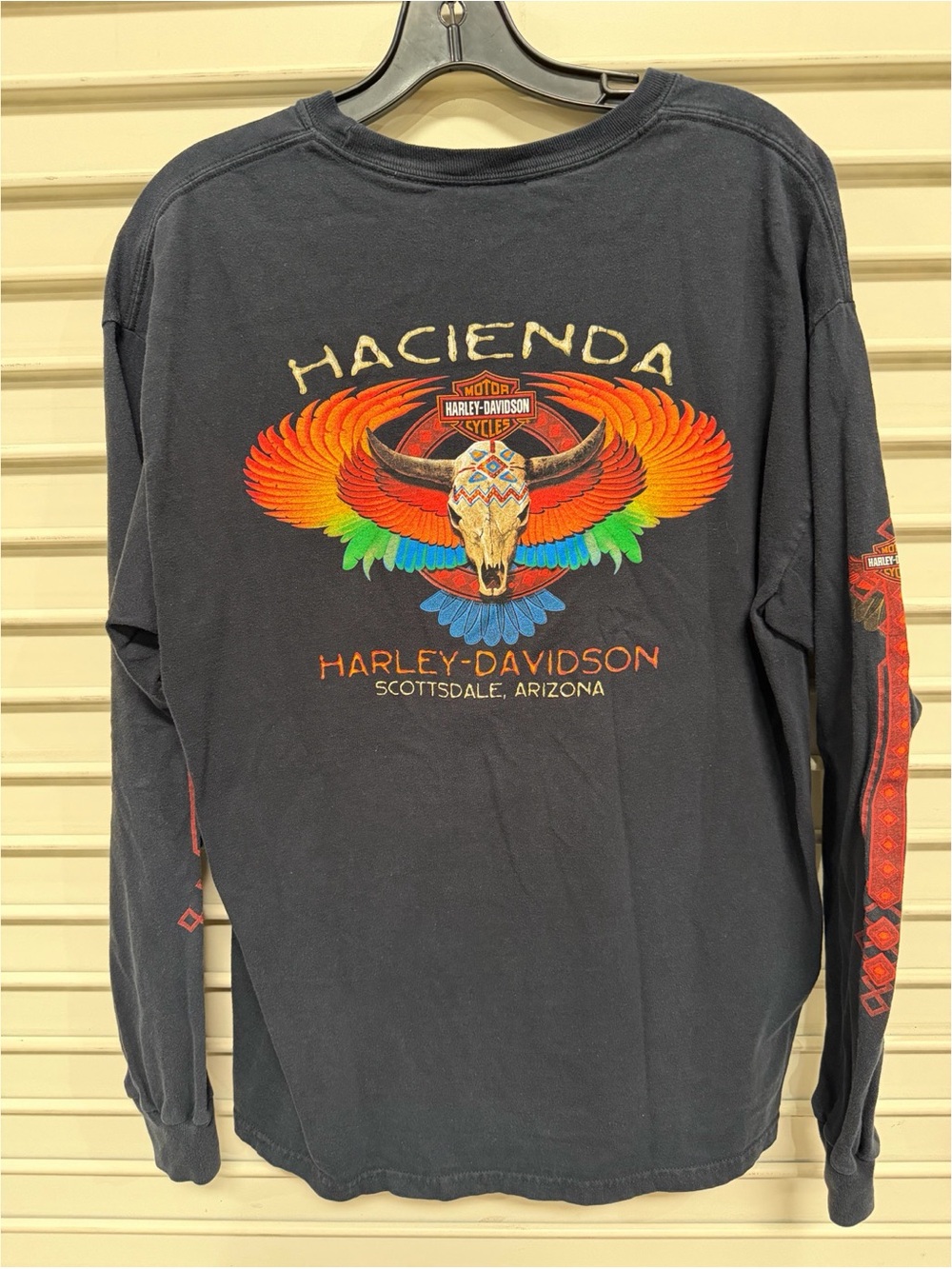 Harley-Davidson Black Long Sleeve with Multicolor Hacienda Skull Wings